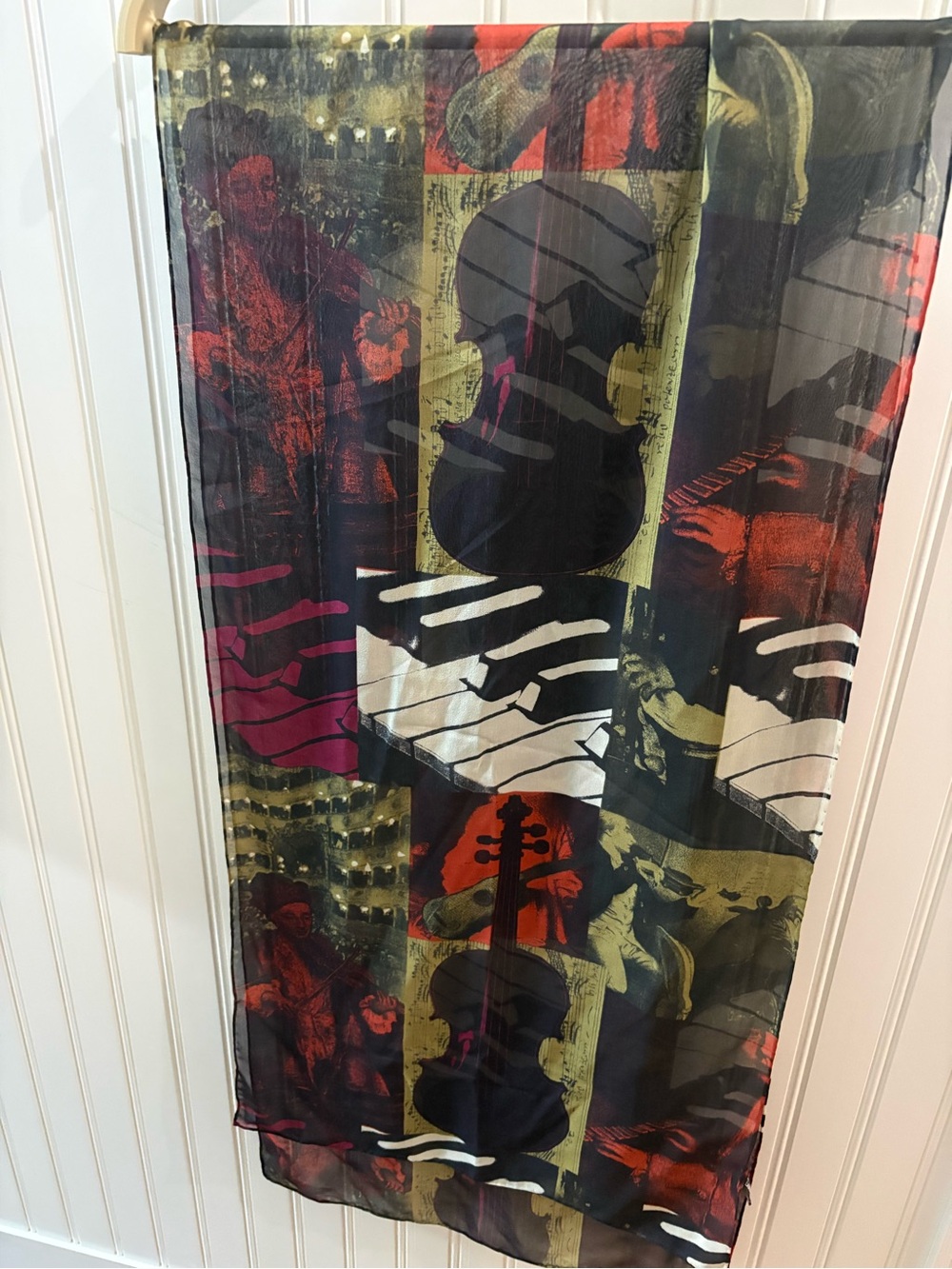 ZazouLuxe Multicolor Music Themed 16”X 64” Silk Scarf